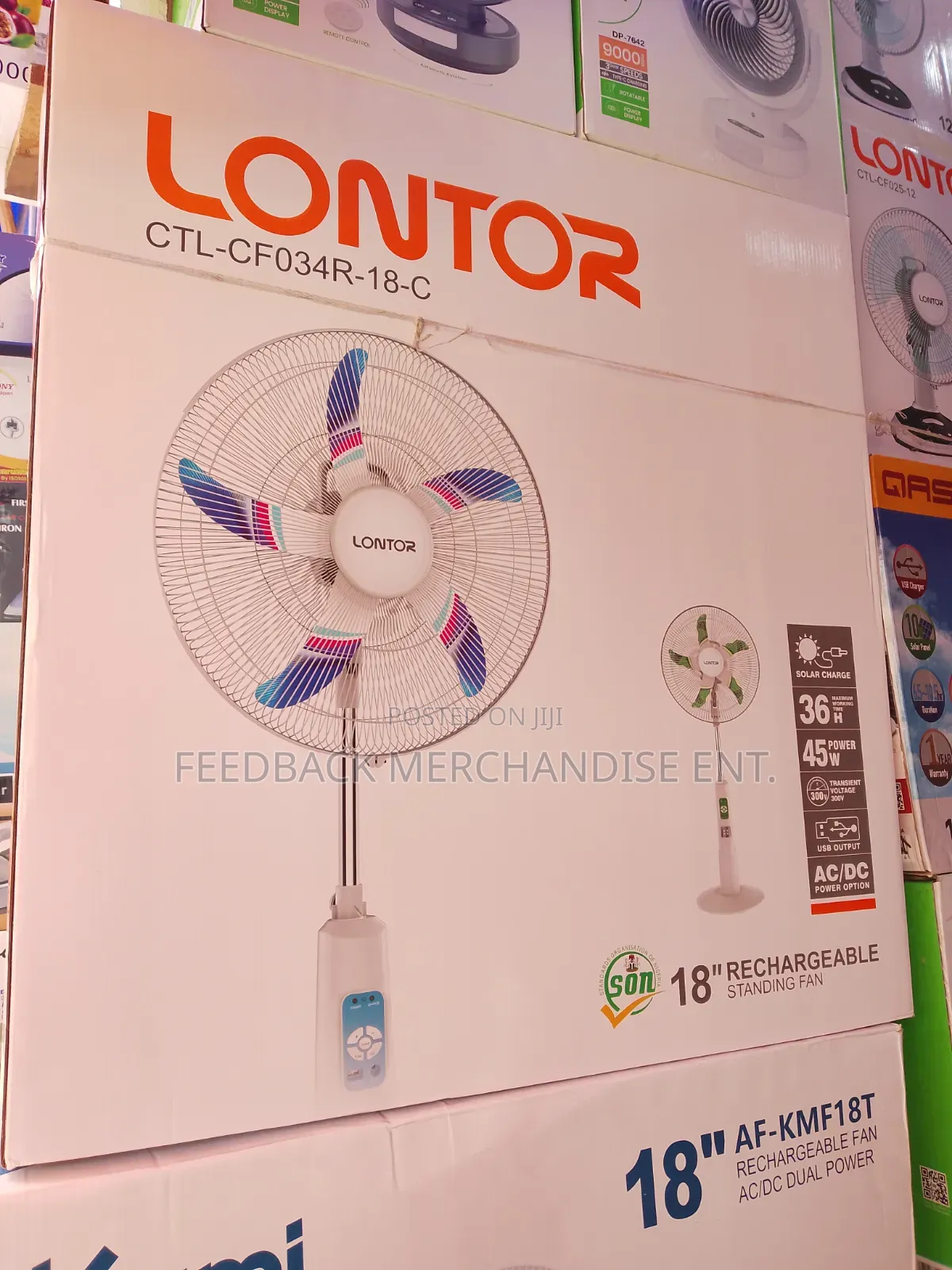 Lontor Rechargeable Standing Fan "18" Inches
