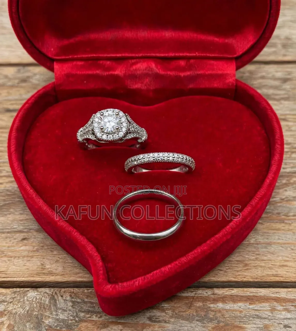 Long-Lasting Halo Zirconia and Steel Couple's Ring Set