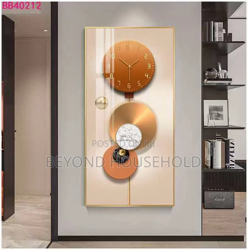 Golden Tree Deer Landscape Wall Art Frame With Integrated Clock