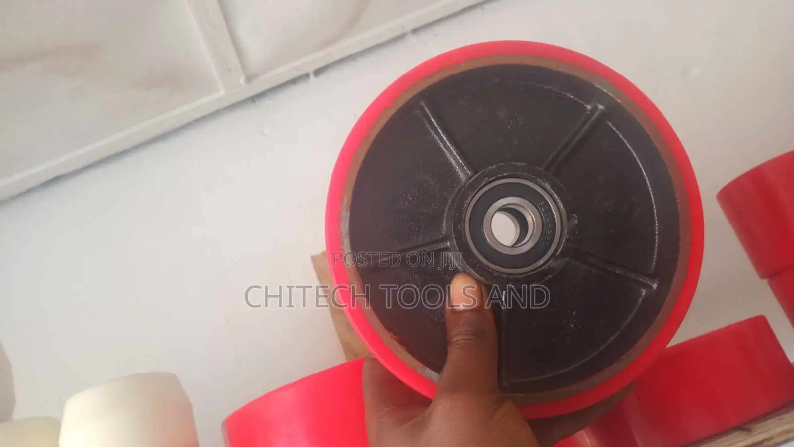 Heavy Duty Red Polyurethane (PU) Pallet Jack Steering & Load Wheels Wi