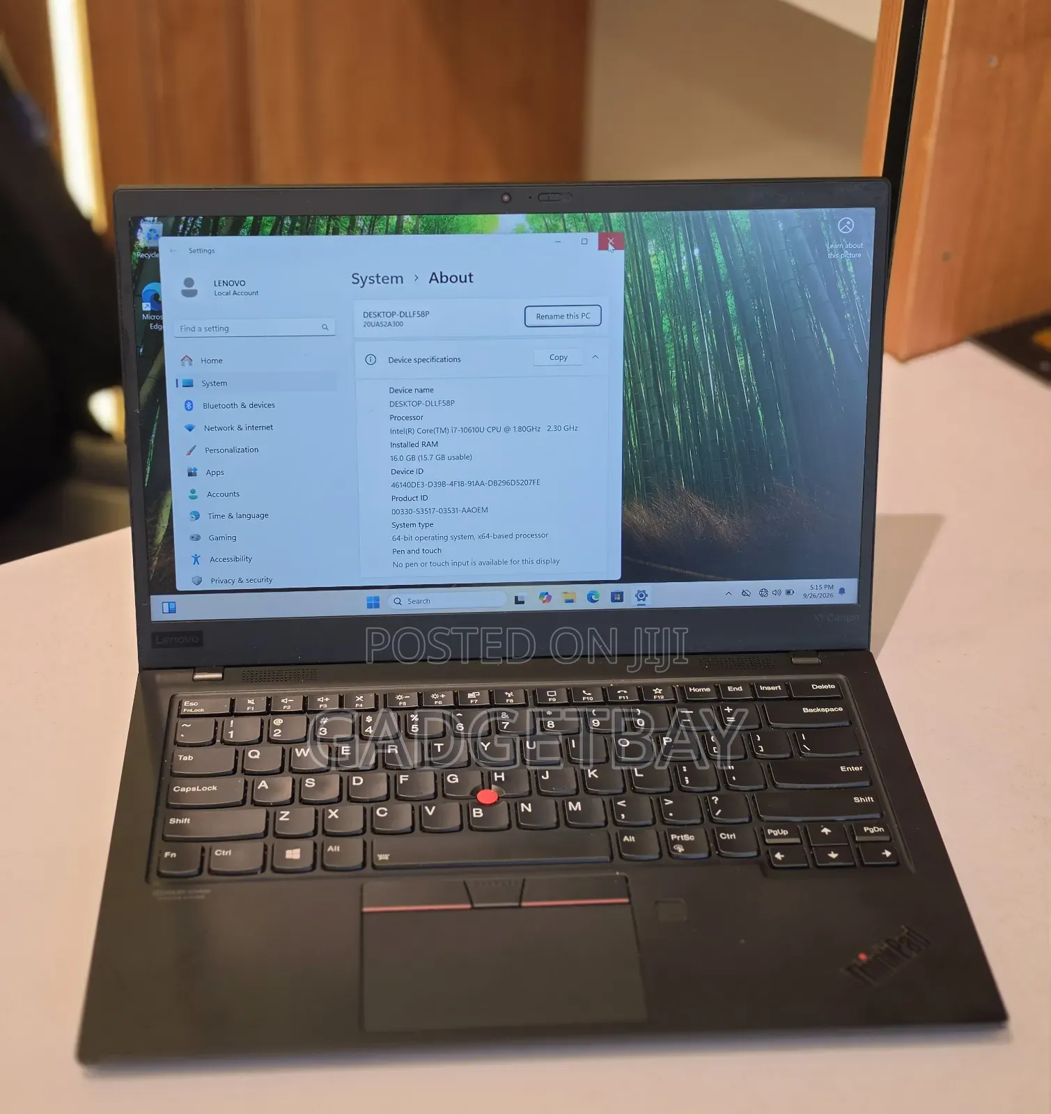 Laptop Lenovo ThinkPad X1 Carbon 16GB Intel Core i7 SSD 512GB