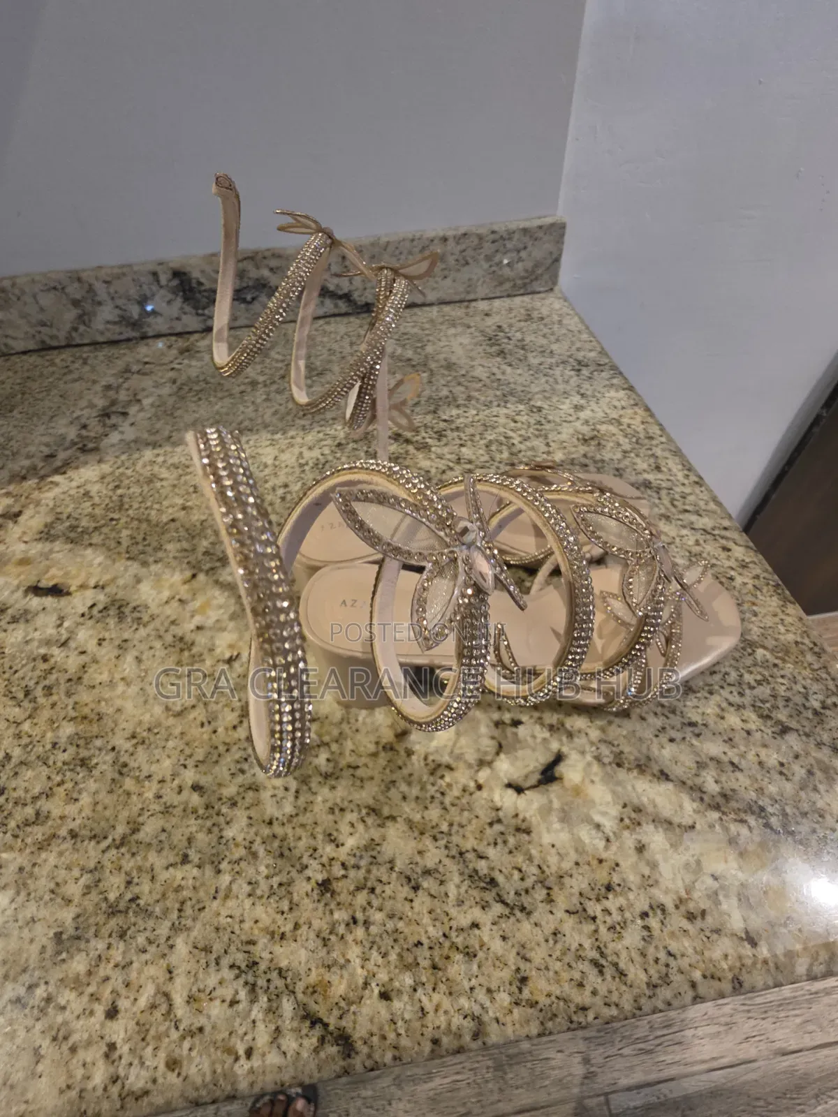 Brand New Azalea Wang Crystal Butterfly Wrap-Around Block Heels
