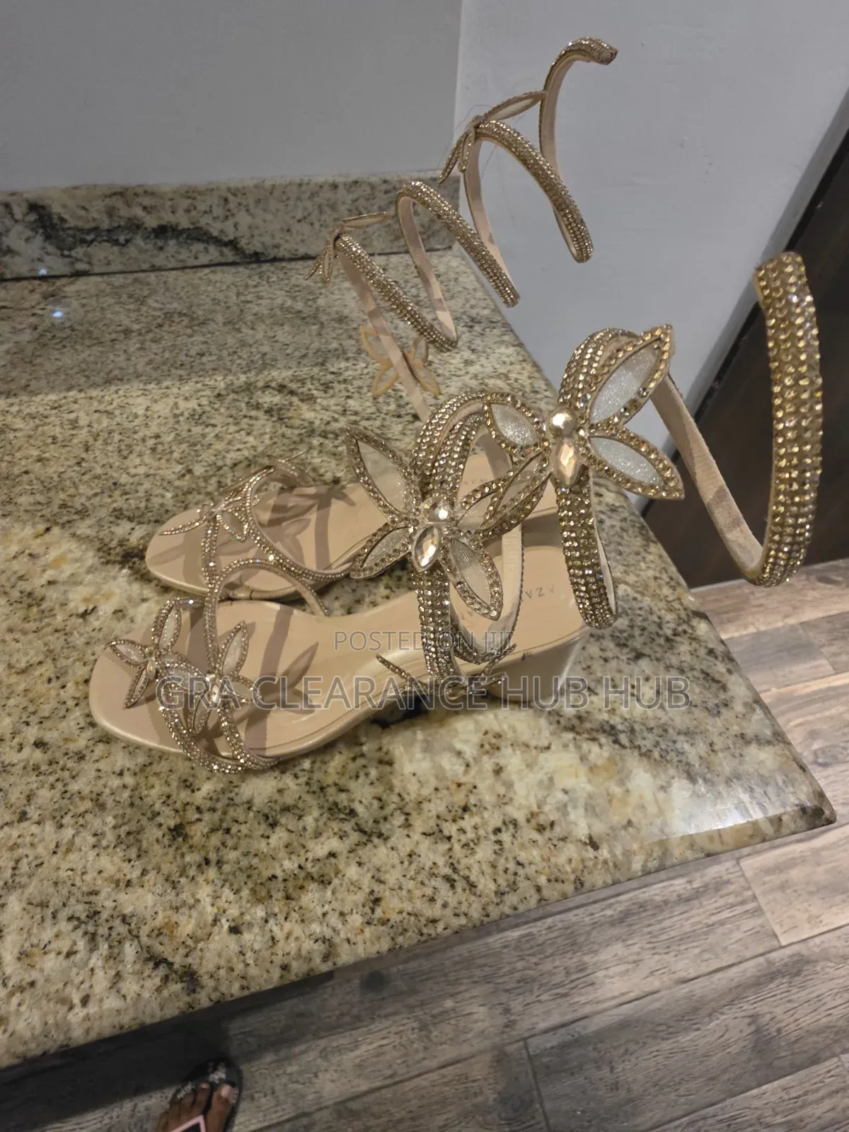 Brand New Azalea Wang Crystal Butterfly Wrap-Around Block Heels