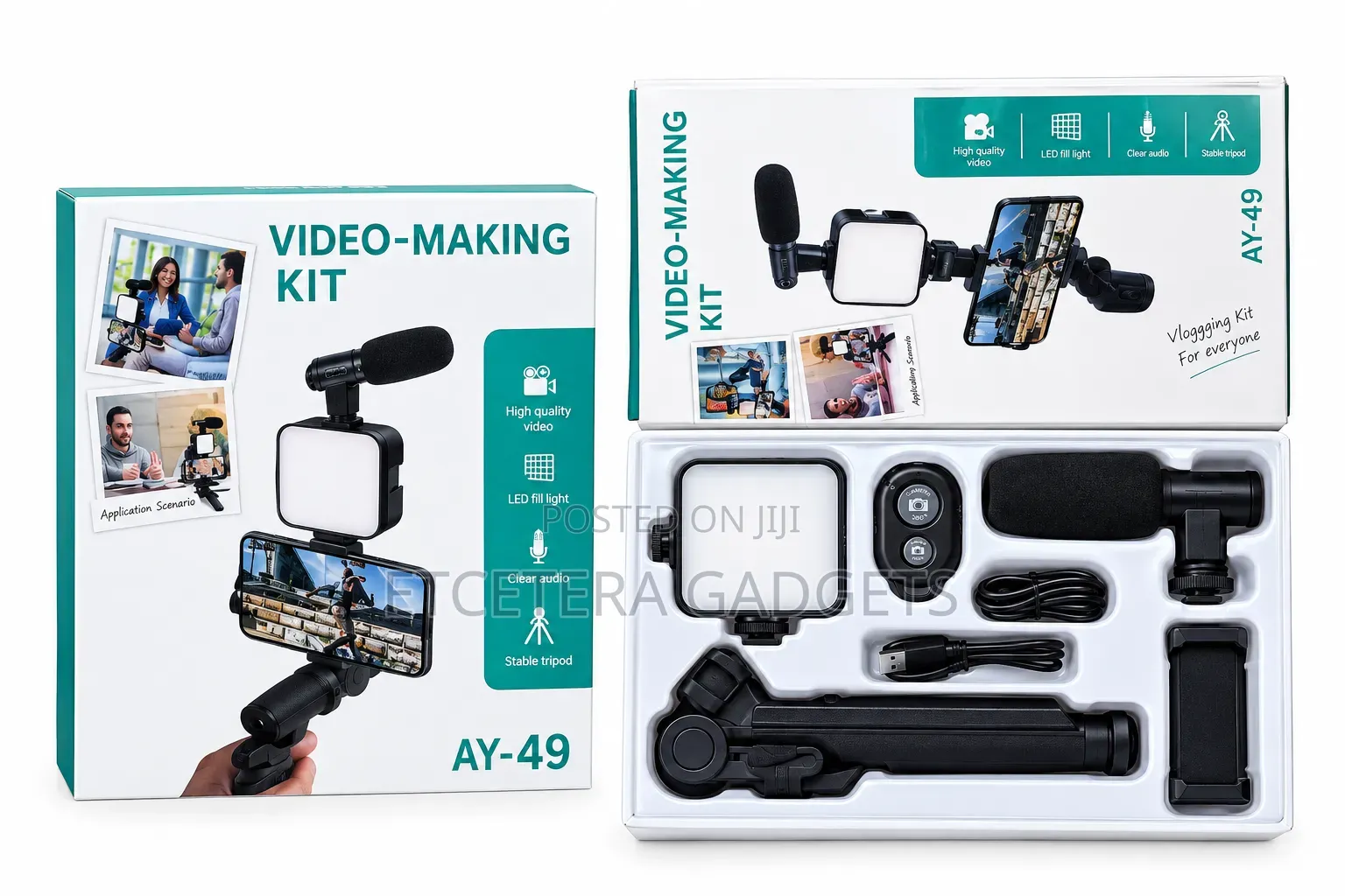 Video Making Kit (Social Media) Mic Led Tripod Remote Control