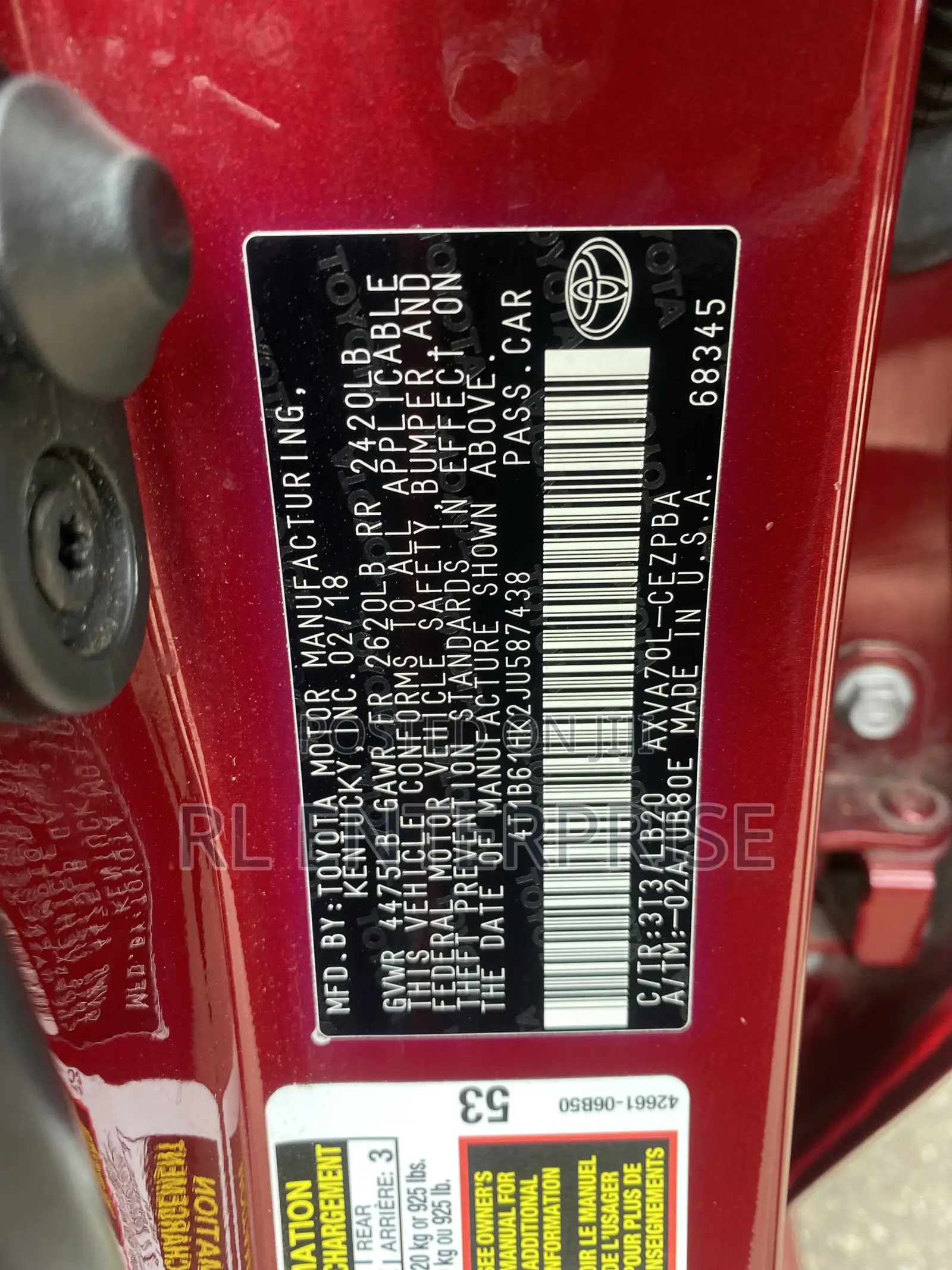 Toyota Camry XSE V6 FWD (3.5L 6cyl 8AM) 2018 Red