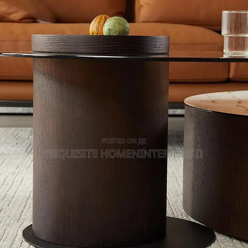 Modern Nesting Walnut & Glass Coffee Table Set