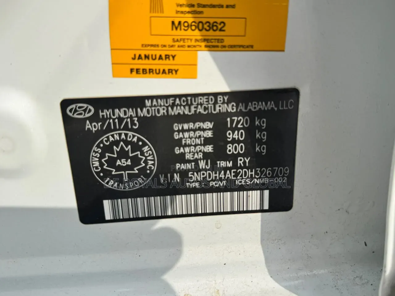 Hyundai Elantra 2014 White