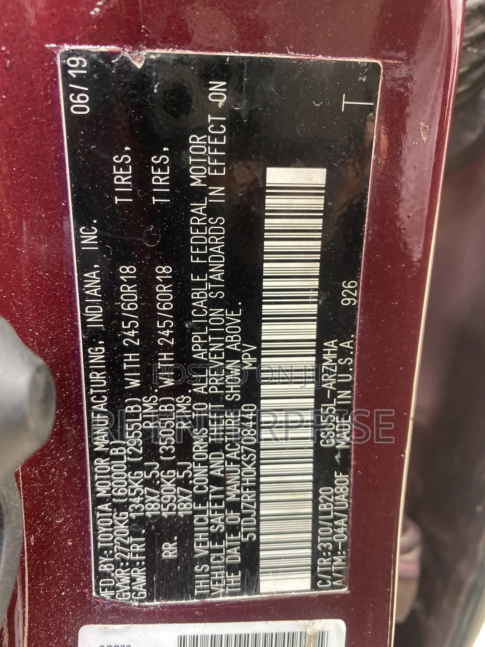 Toyota Highlander XLE 2019 Red