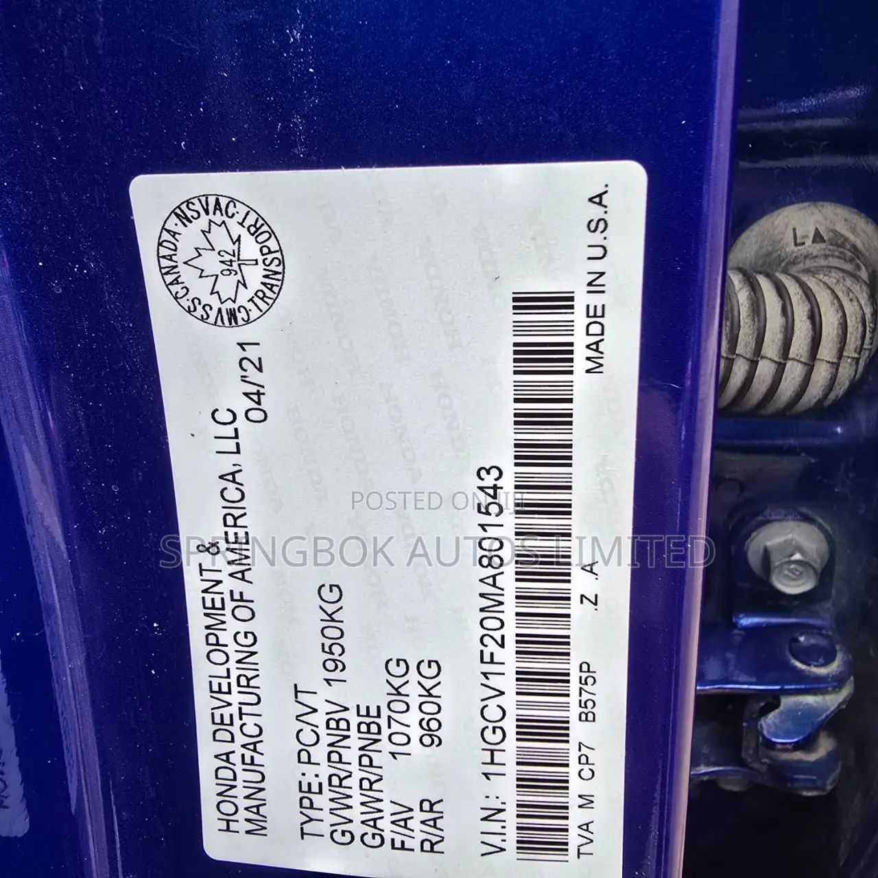 Honda Accord Sport SE 1.5T 2021 Blue