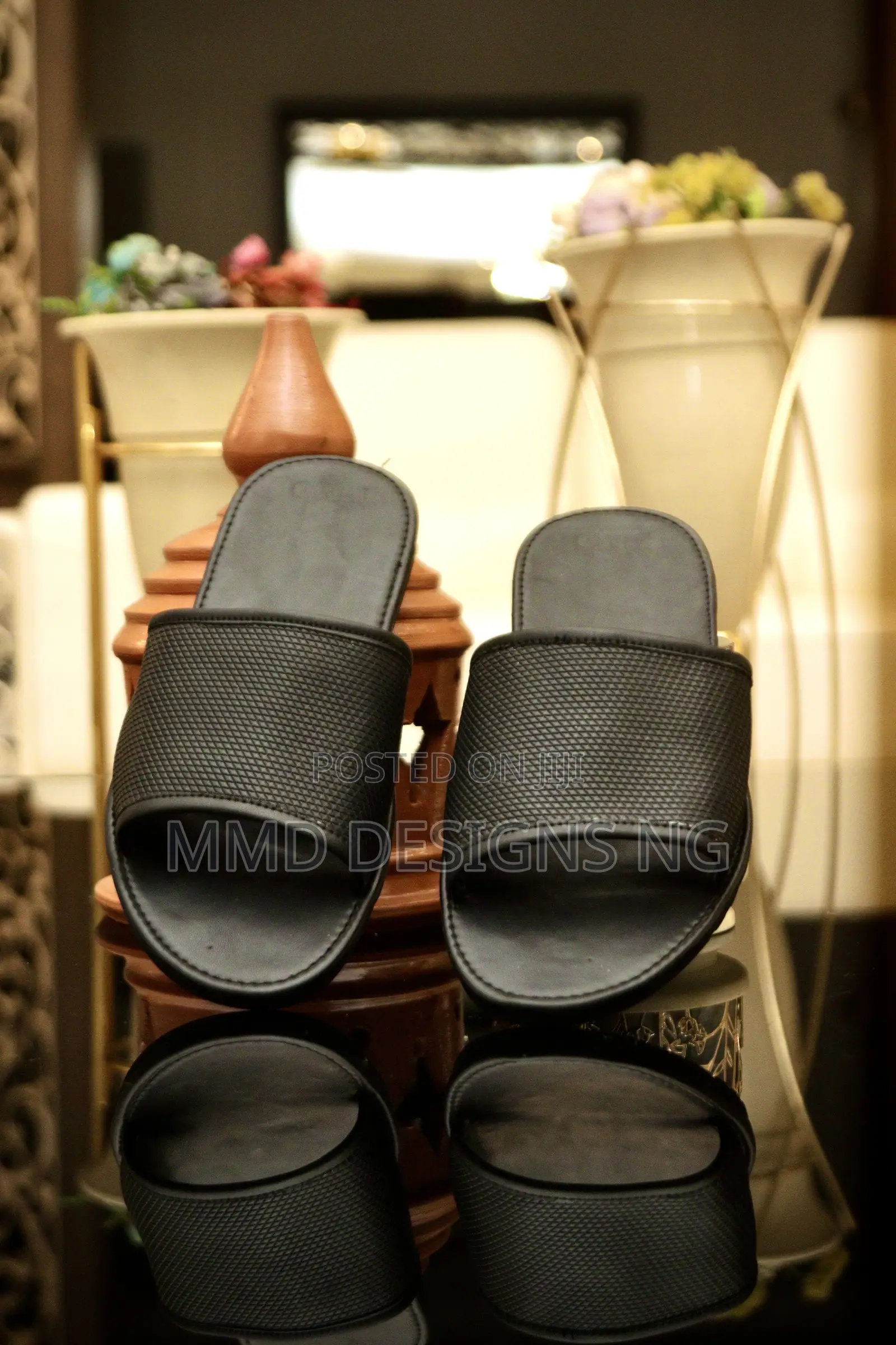 MMD Black Slides Men's Textured Slides Size 44