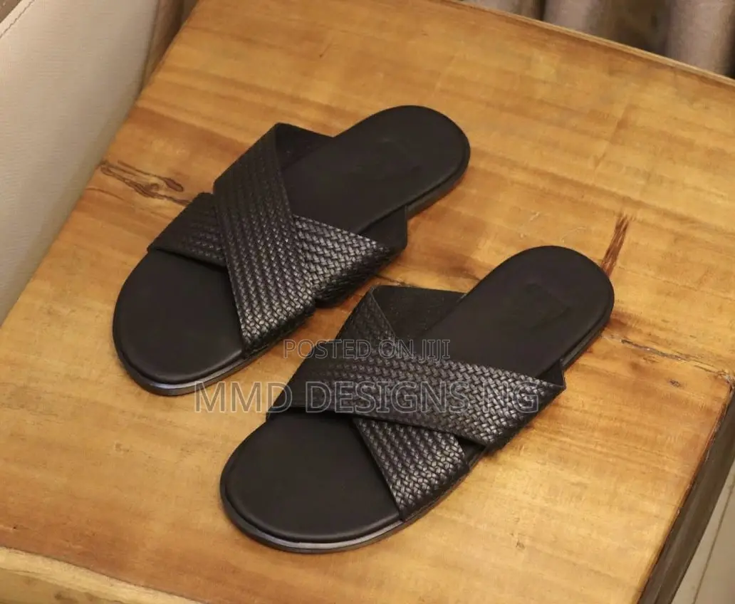 MMD Valor Slides Men's Black Cross-Strap Slides Size 44