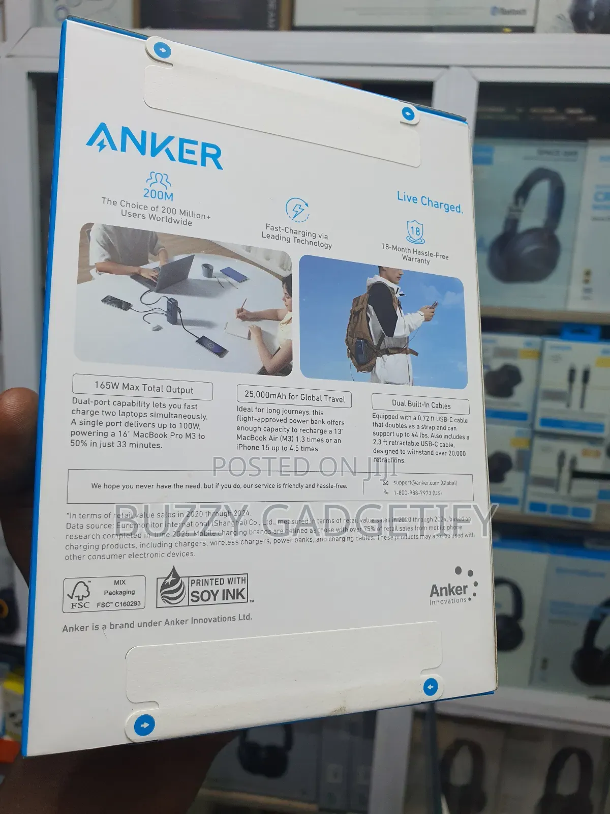 Anker Power Bank (25K, 165W, Built-in and Retractable Cables)