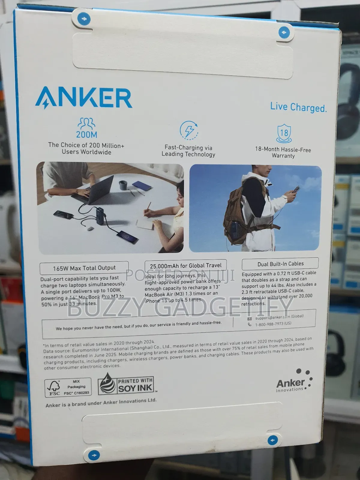 Anker Power Bank (25K, 165W, Built-in and Retractable Cables)