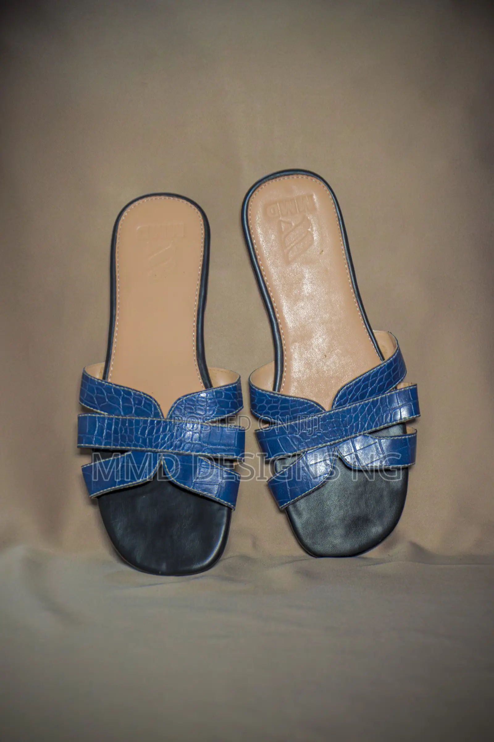 MMD Midnight Weave Women's Blue Cross-Strap Slides Size 38