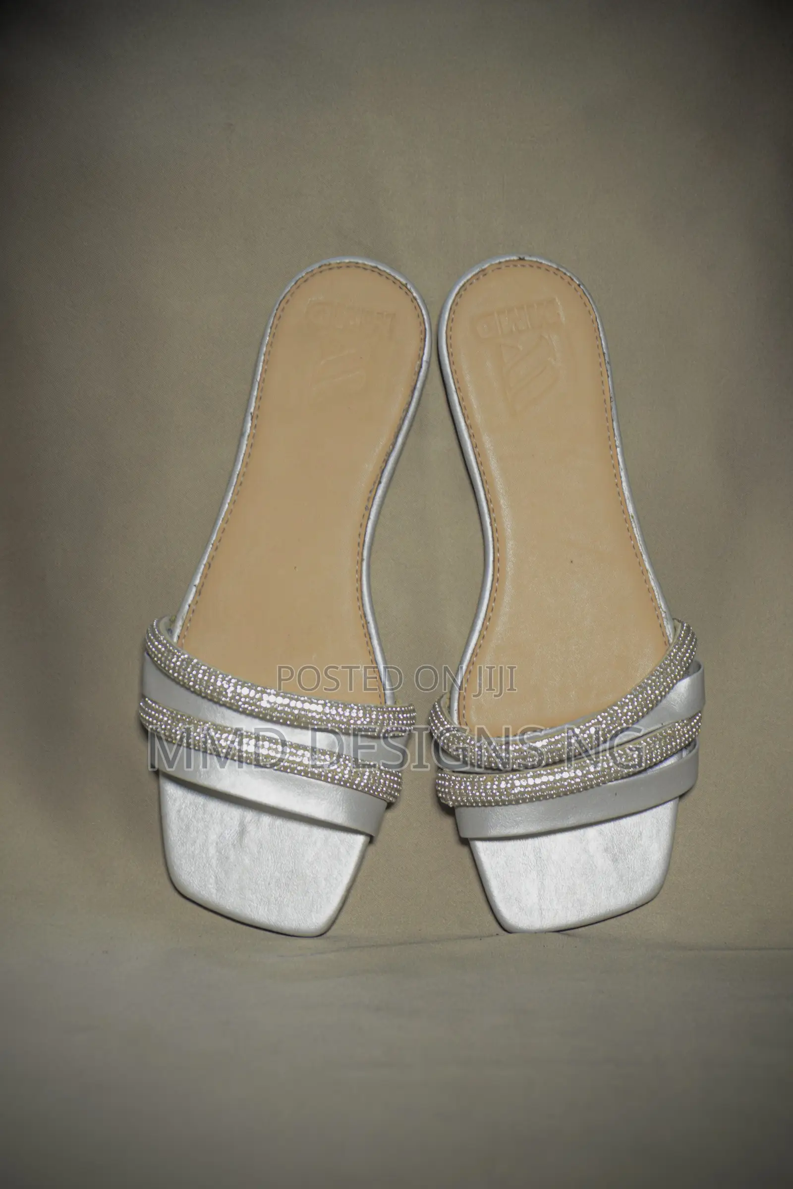 MMD Luna Glint Silver Women's Slides Size 38