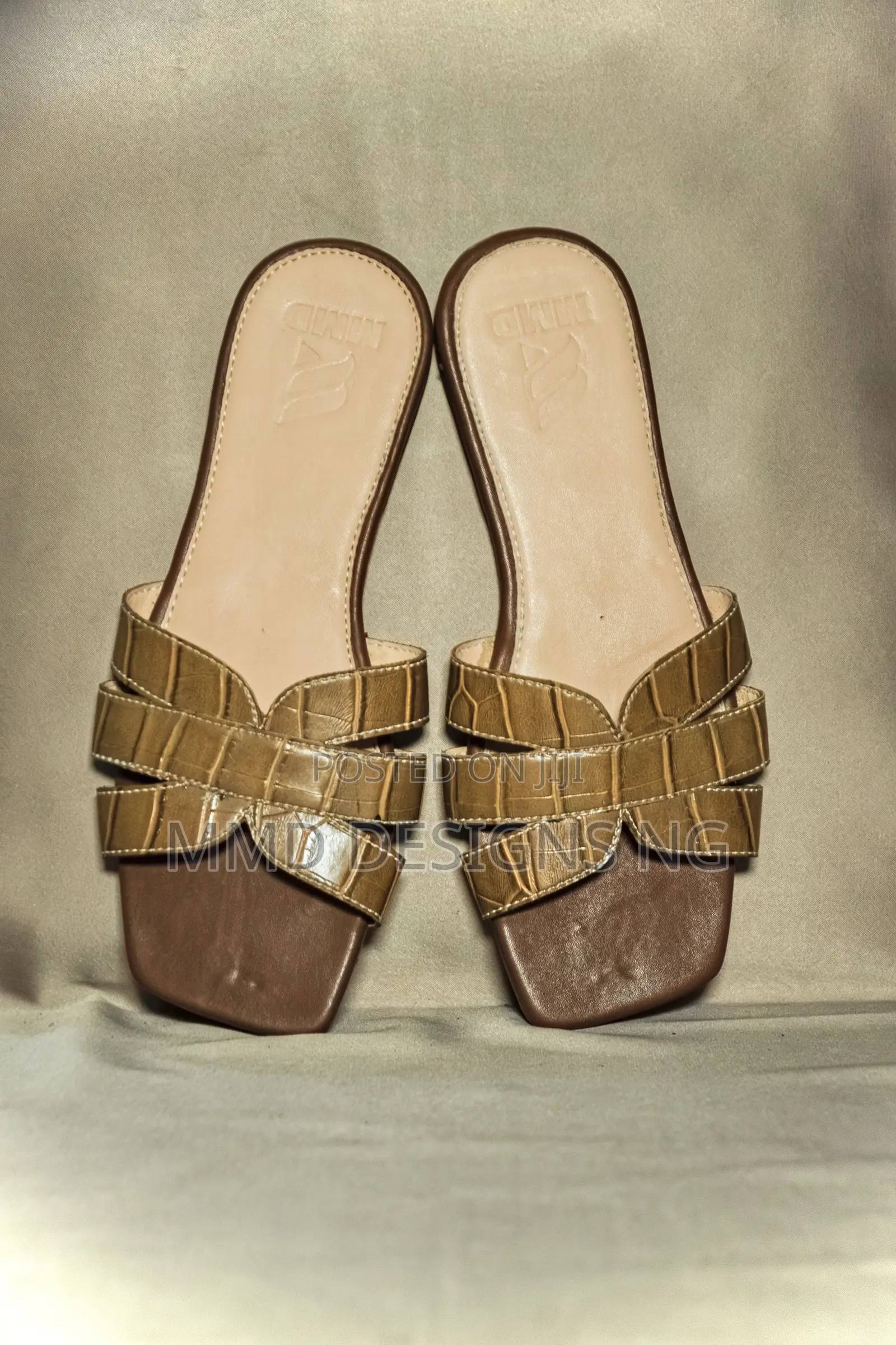 MMD Amina Flow Women's Brown Cross-Strap Slides Size 37