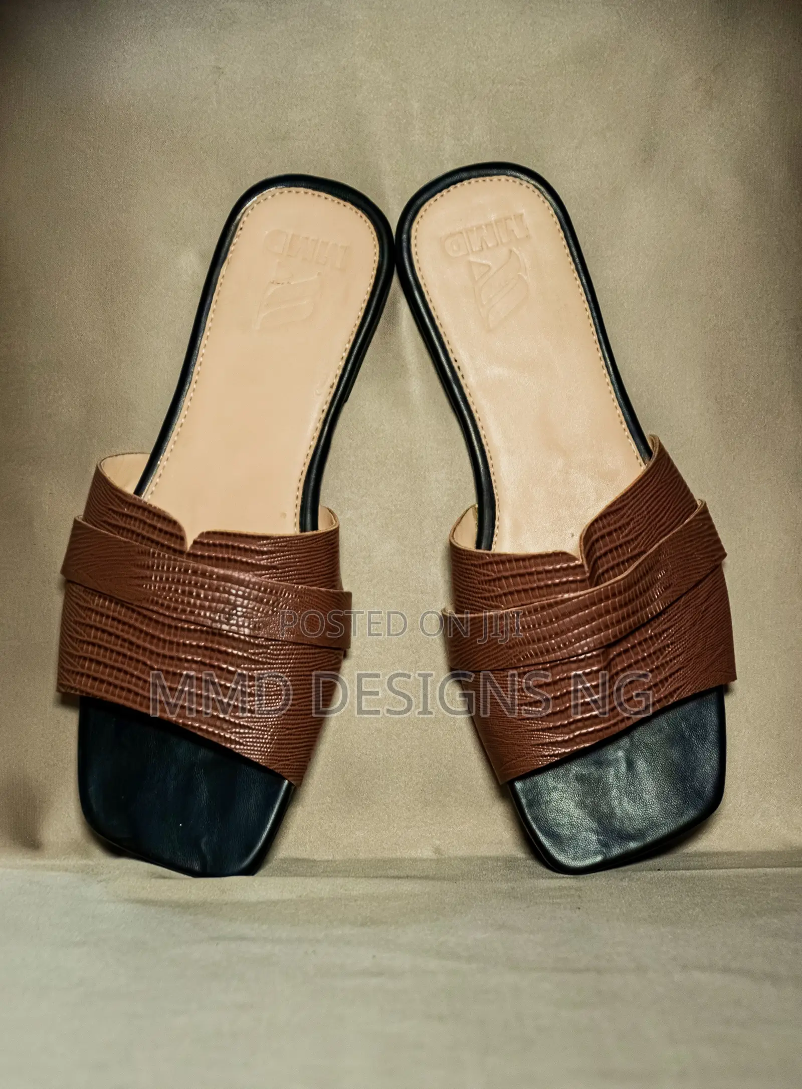 MMD Nafisa Muse Women's Brown Pleated Slides Size 39
