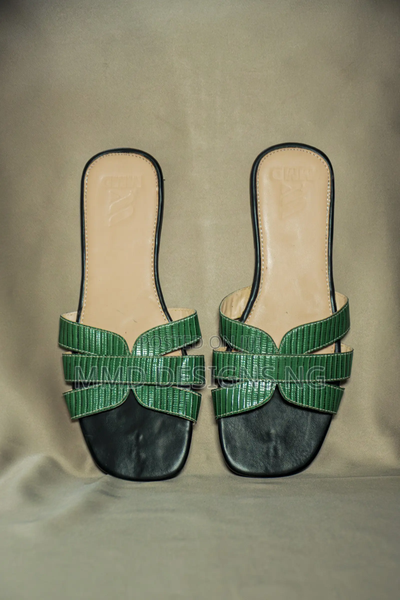 MMD Zara Knot Women's Green Cross-Strap Slides Sizes 37 and 39