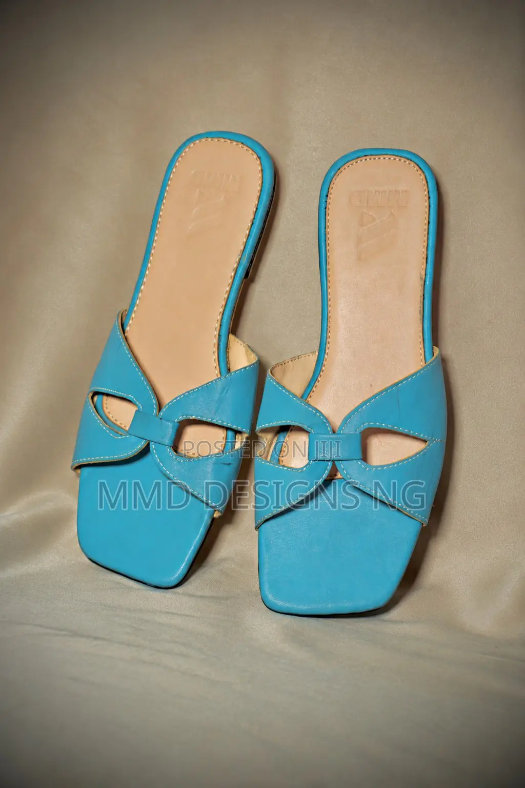 MMD Rouhiya Women's Blue Cutout Slides Sizes 38 and 39