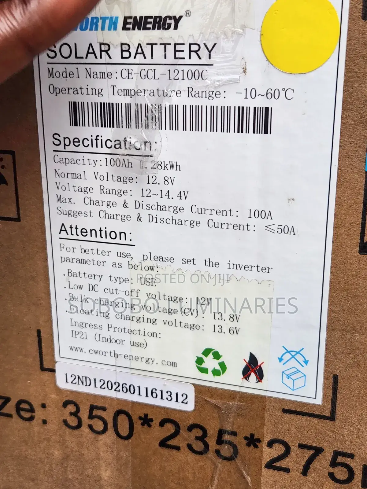 100ah 12v Cworth Lithium Ion Battery