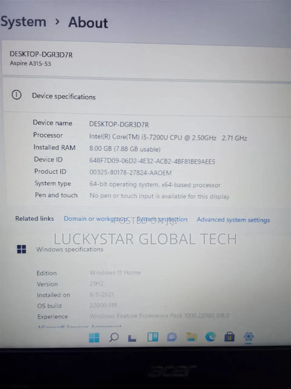 Laptop Acer Aspire 3 A315-53 8GB Intel Core i5 SSD 256GB