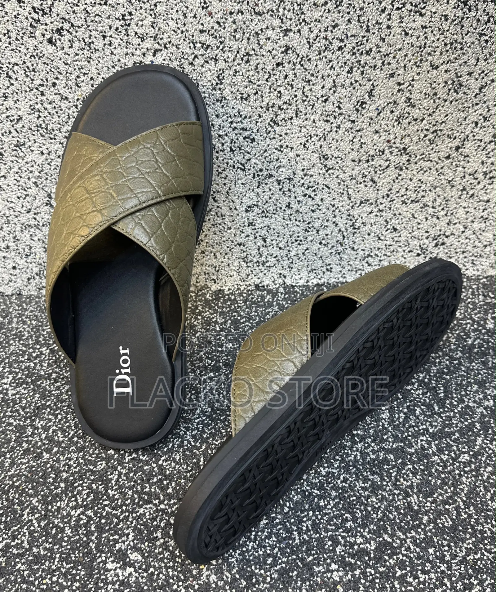 Premium Christian Dior Croc Leather Men Slippers