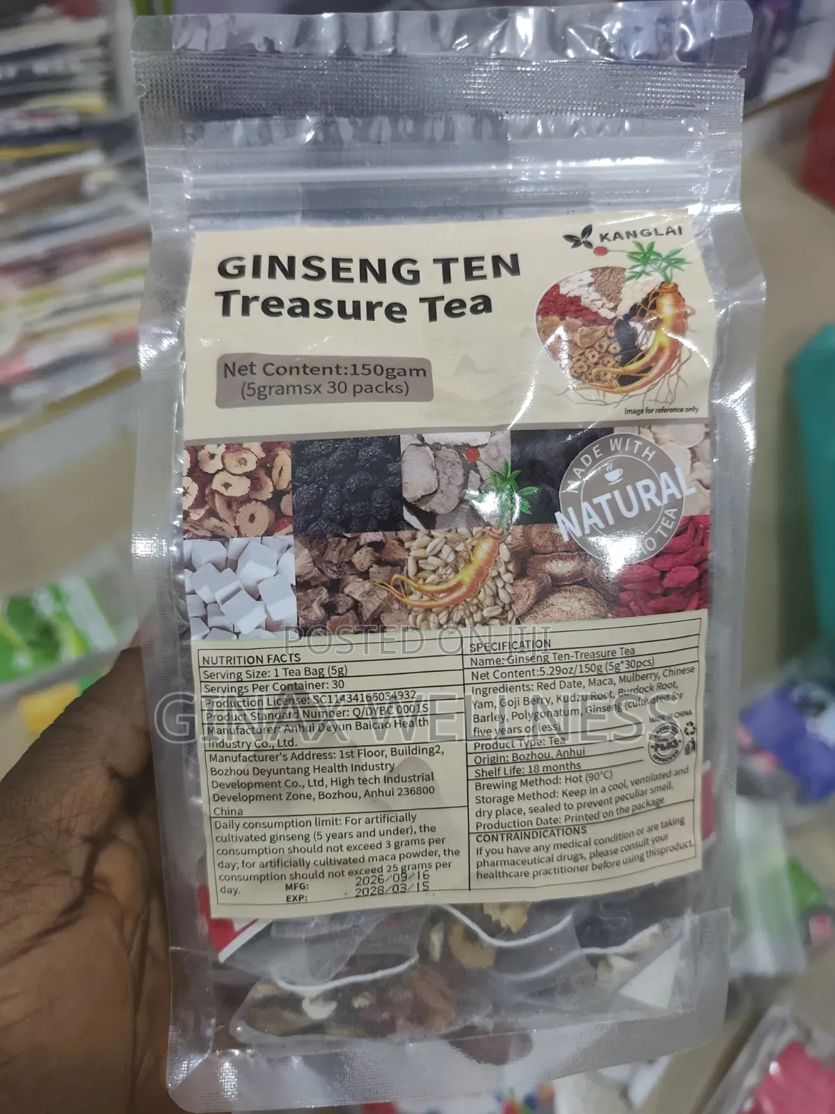 Ginseng Ten Treasure Tea (5 Grams × 30 Teabags)
