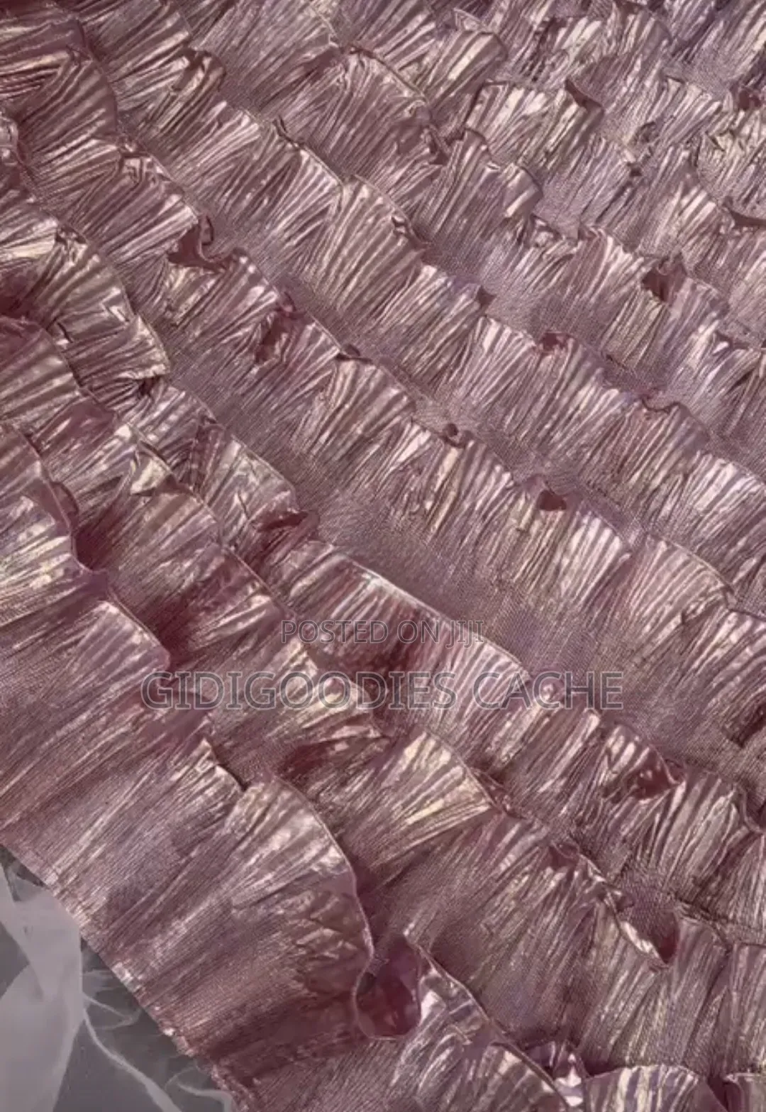 Metallic Pleated Ruffle-Layered Fan Fabric