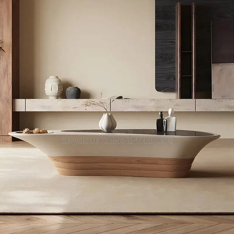 Luxury Modern Oval Center Table – Elegant Wood Designer Coffee Table