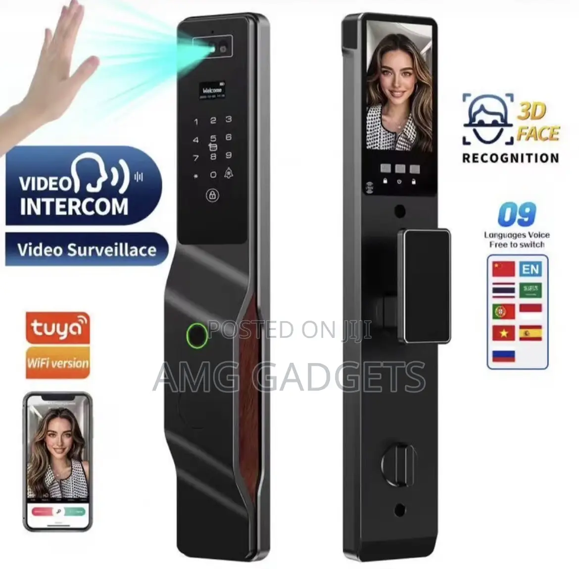 Samrt Door Lock, Flat Frame (Tuya App)