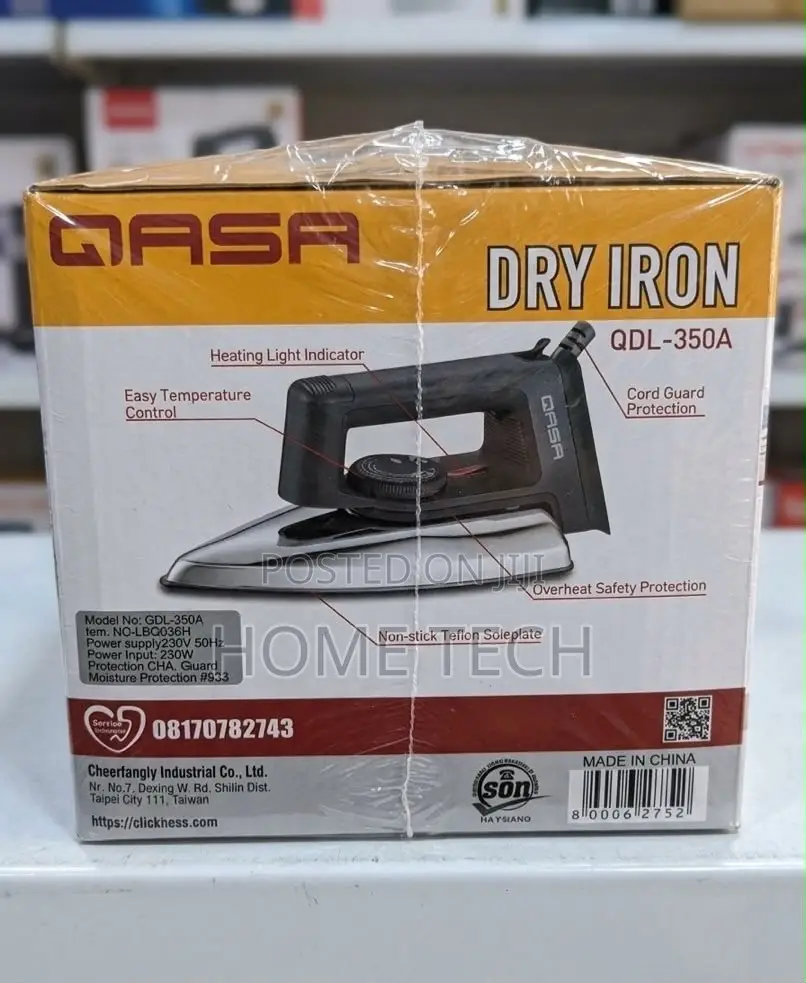 Qasa 350W Stainless Energy Saving Dry Iron With Non-Stick Base