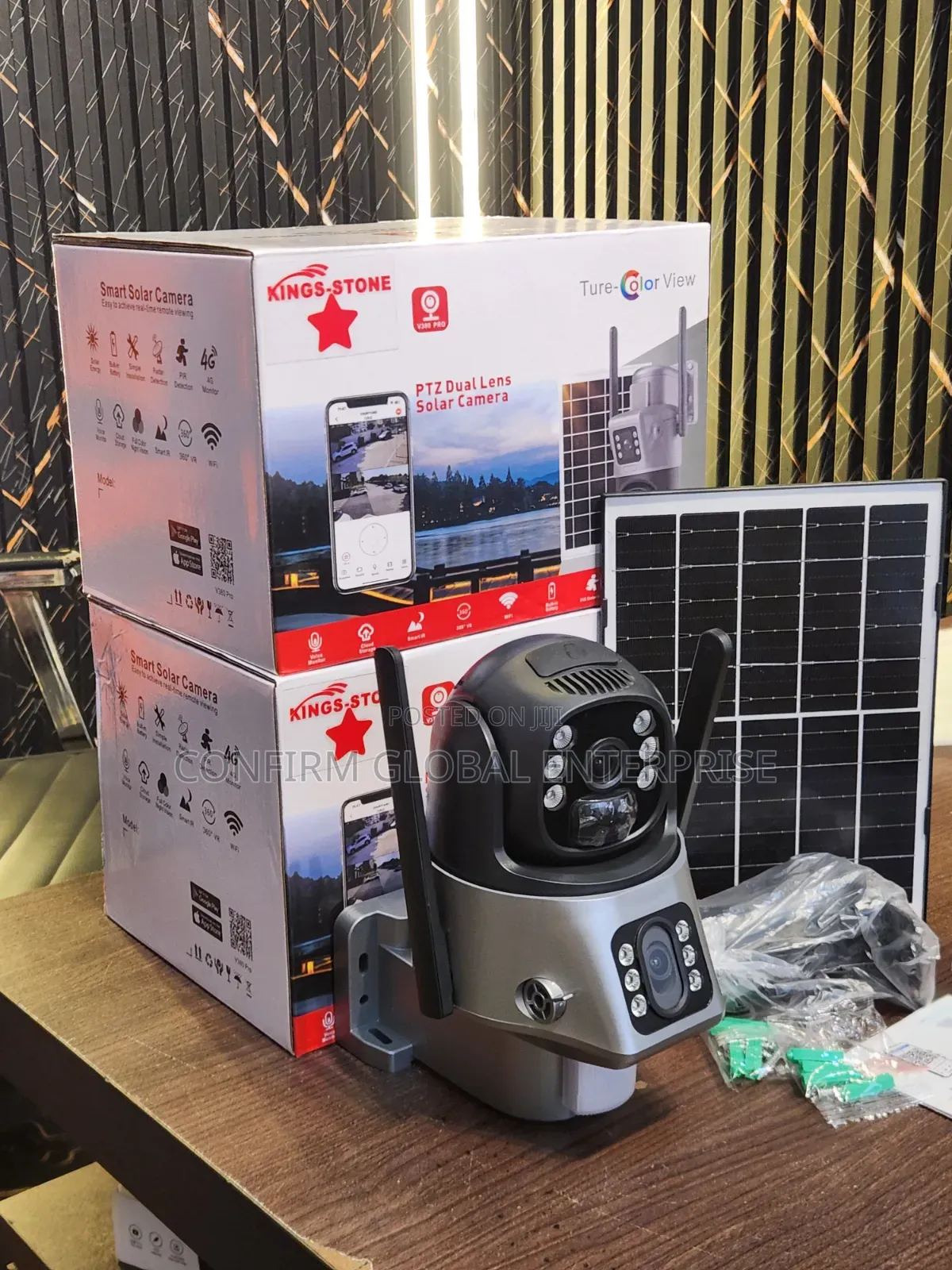 PTZ Dual Lens Solar CCTV Camera With Solar Panel