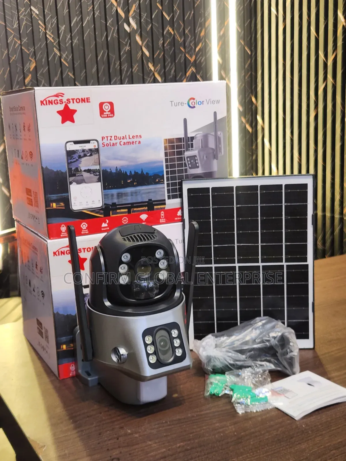 PTZ Dual Lens Solar CCTV Camera With Solar Panel