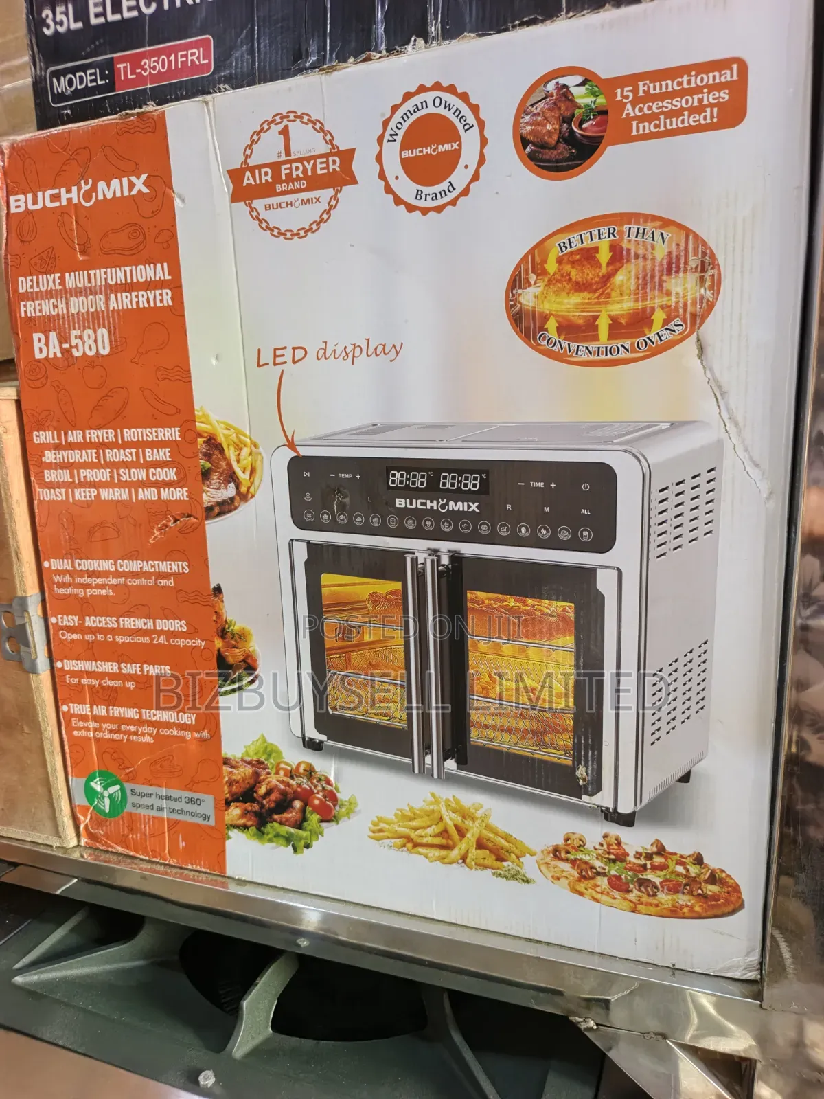 24L Buchymix Dual Compartment French Door Air Fryer Oven.