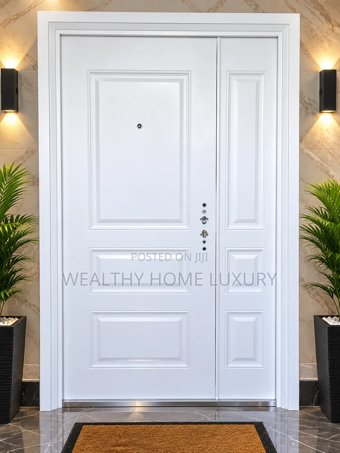 High-Quality White 4ft Multi-Lock Steel Security Door