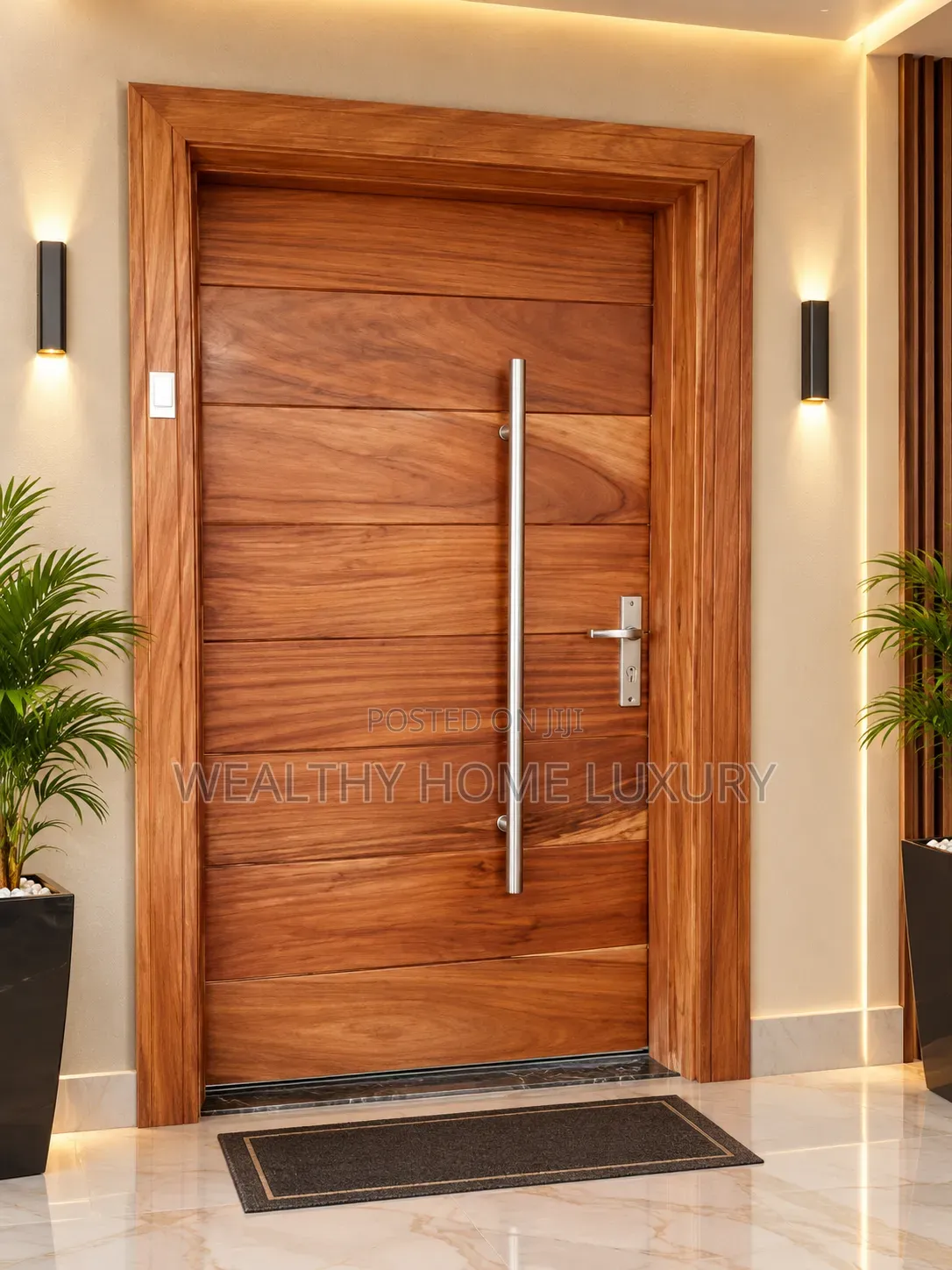 Luxury Solid Mahogany Modern Entrance Door (4ft X 7ft)