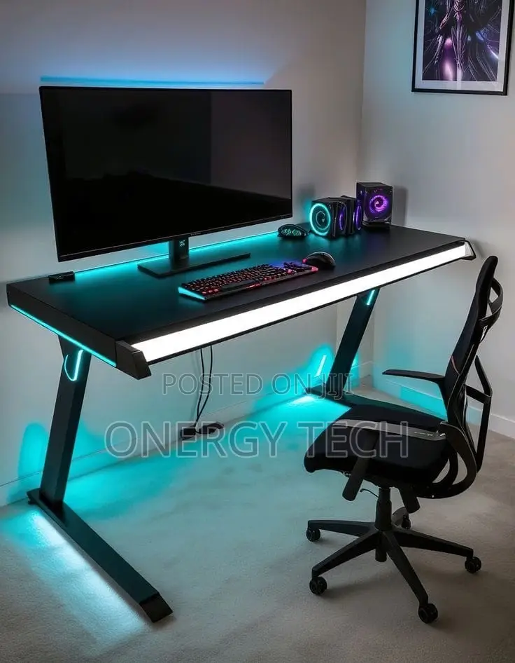 Modern Z LEG Shaped RGB Led Lights Gaming Table