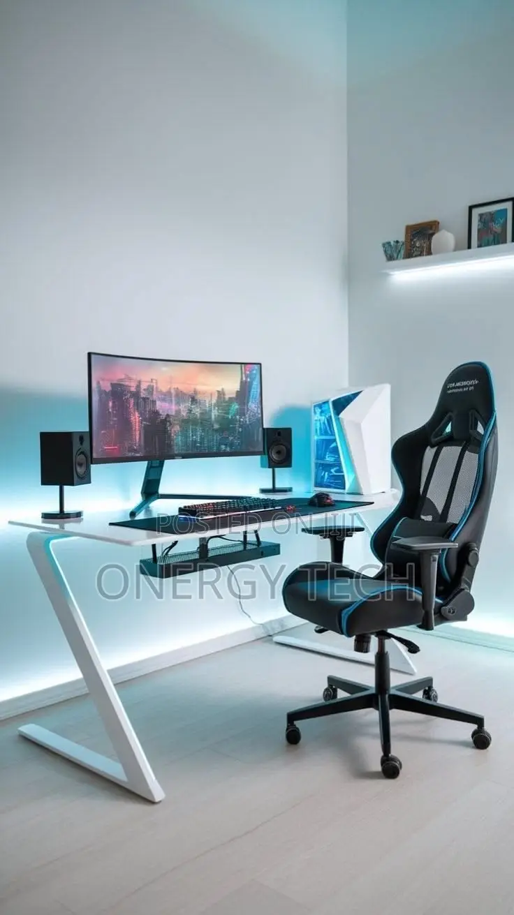 Modern Z LEG Shaped RGB Led Lights Gaming Table
