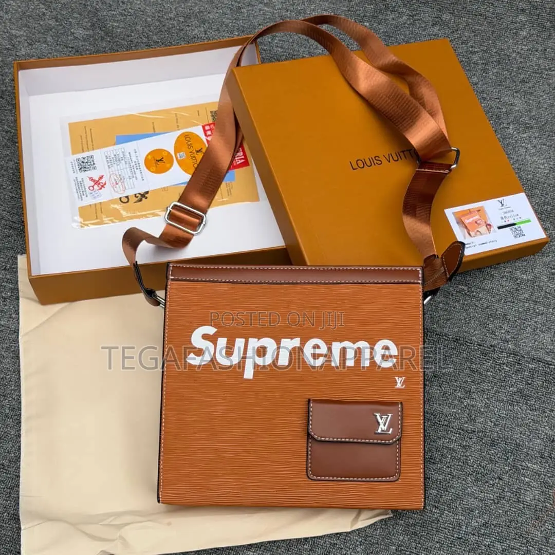 Quality Supreme X LV Inspired Leather Cross Body Bag