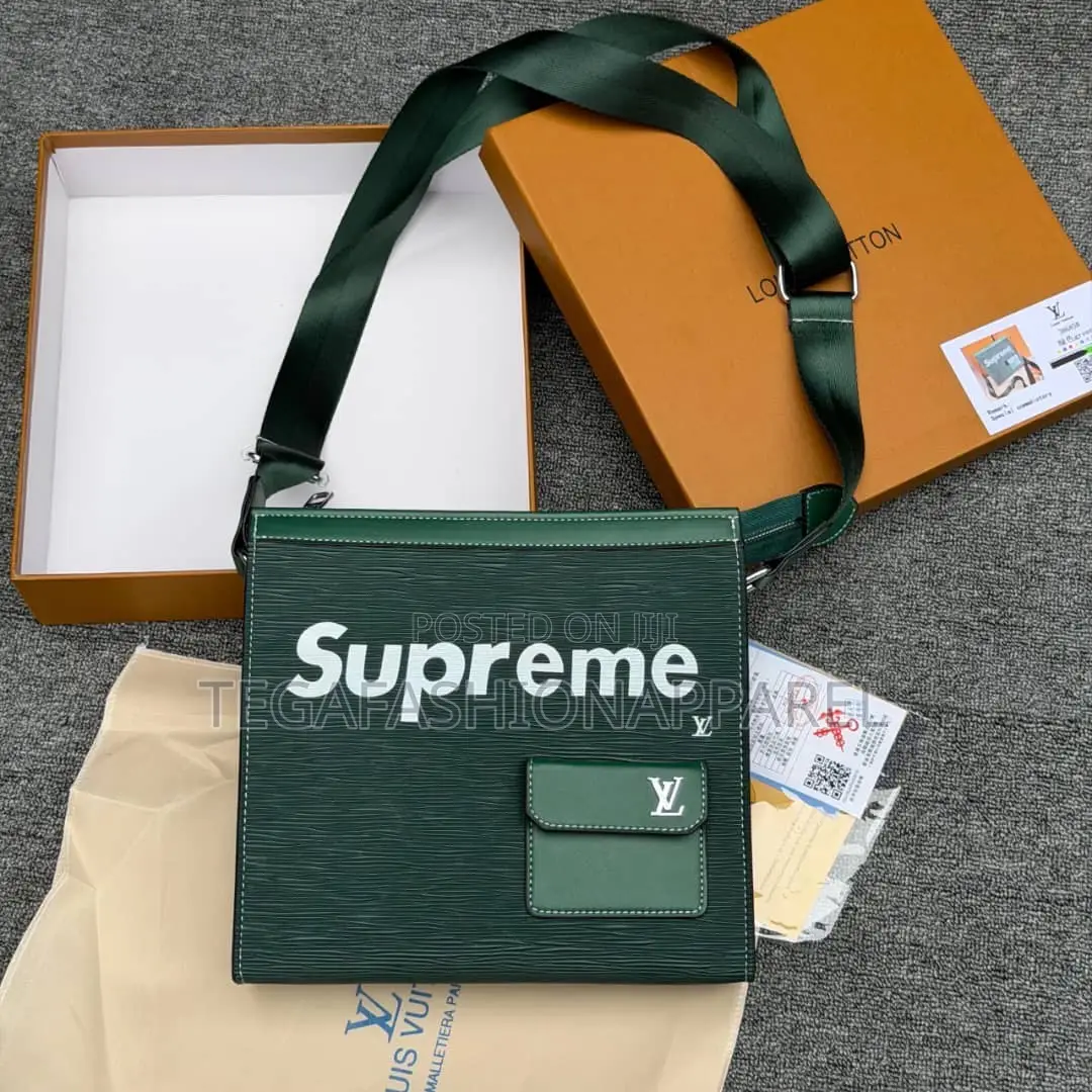 Quality Supreme X LV Inspired Leather Cross Body Bag
