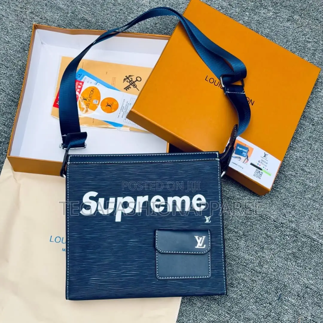 Quality Supreme X LV Inspired Leather Cross Body Bag