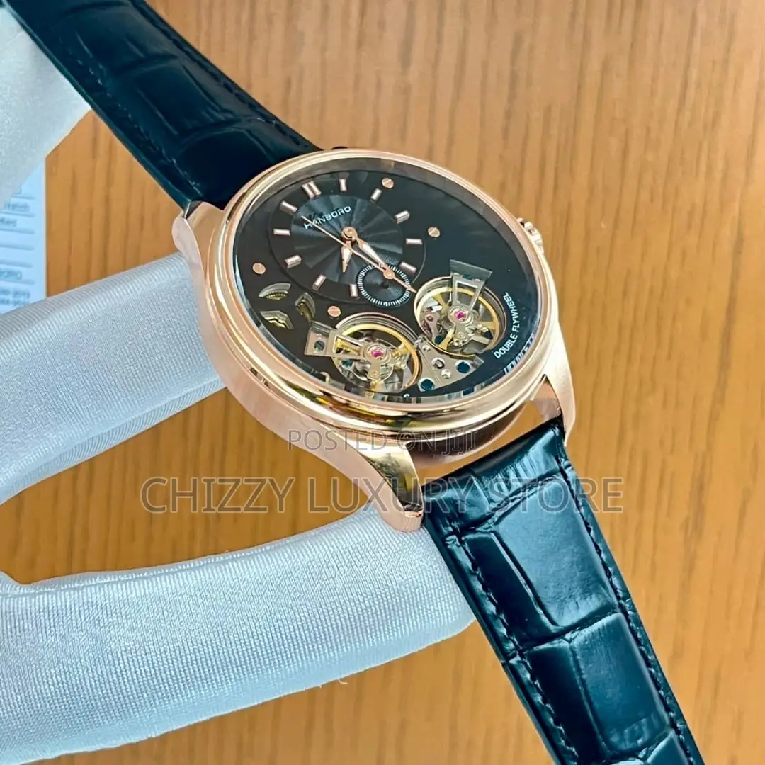 Hanboro Authentic Quality Luxury Men Genuine Leather Wristwatch