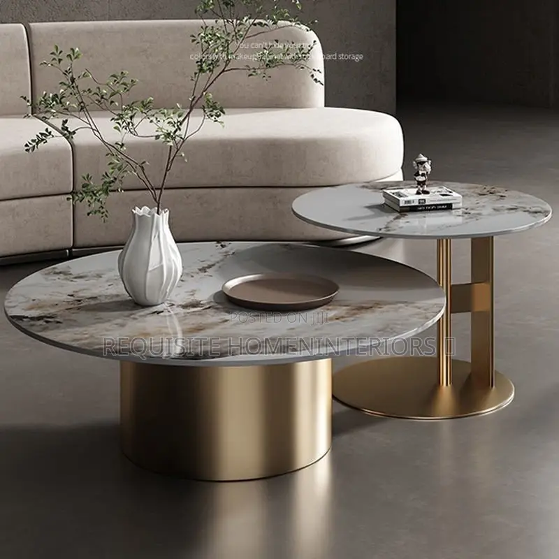 Opulent Marble-Top Nesting Coffee Table Set