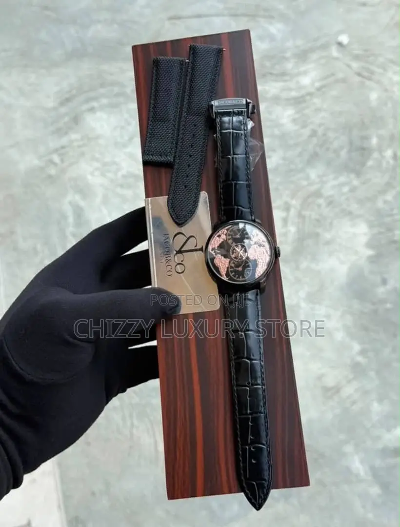Jacob and Co Quality Luxury Men Genuine Leather Wristwatch