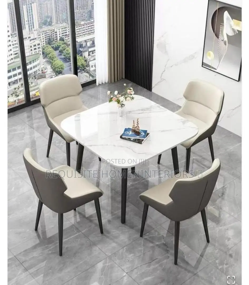 Elegant 4-Seater Dining Set – Marble Table With Premium Chairs