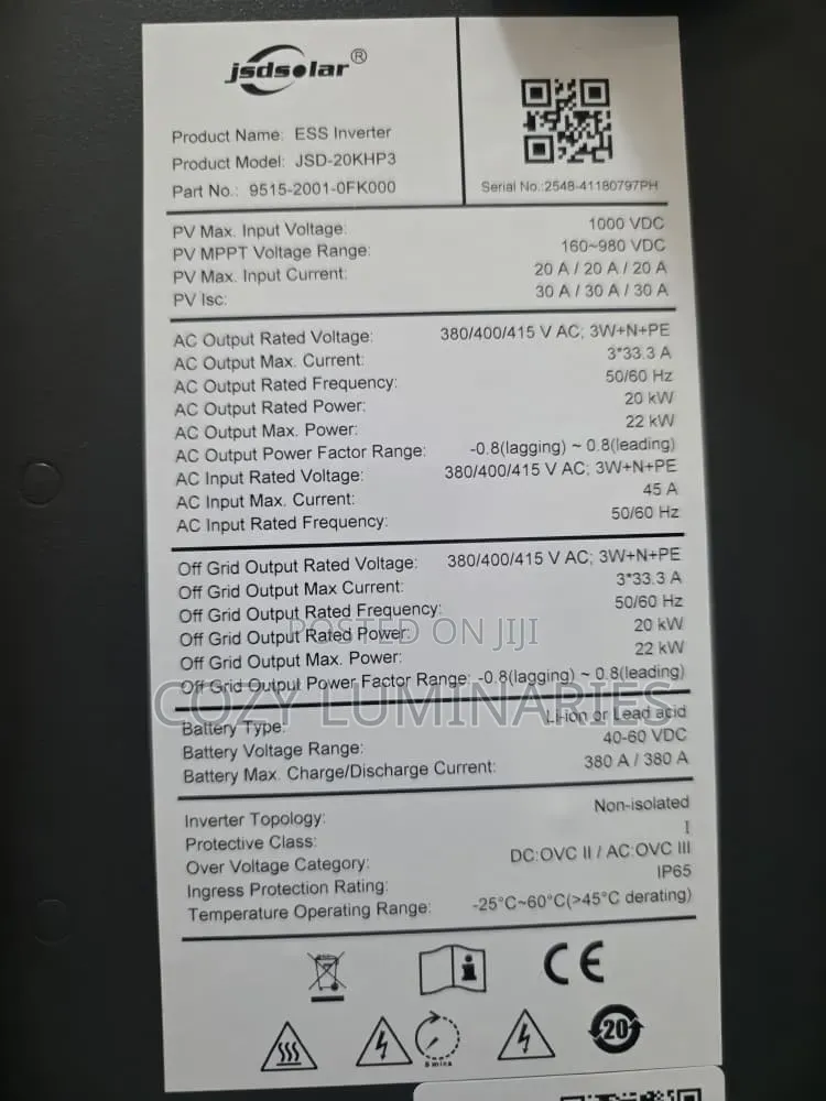 JSD Solar 20kW 48V Three-Phase Hybrid Solar Inverter