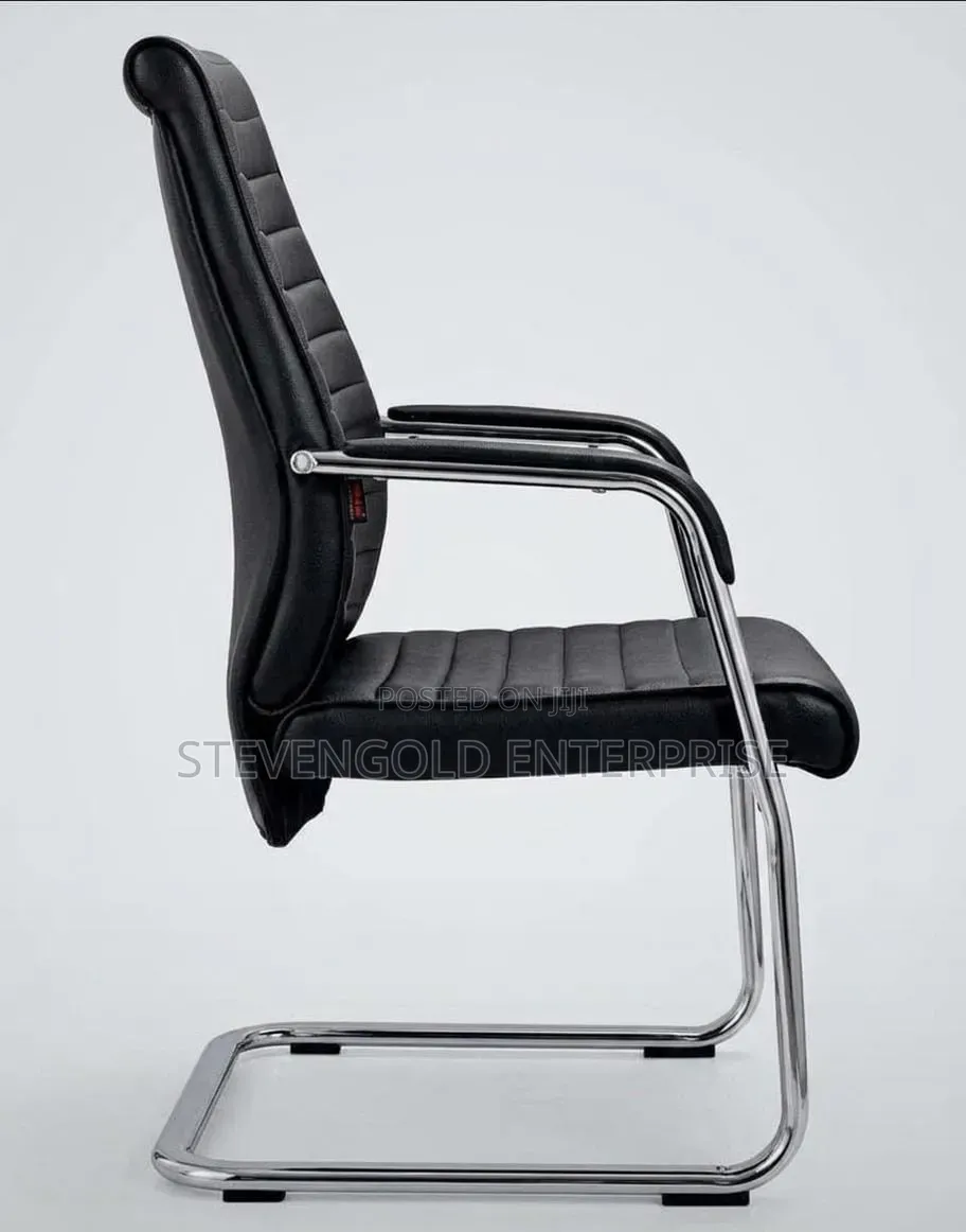 Modern Black Leatherette Office Guest Chair | Reception & Visitor Seat