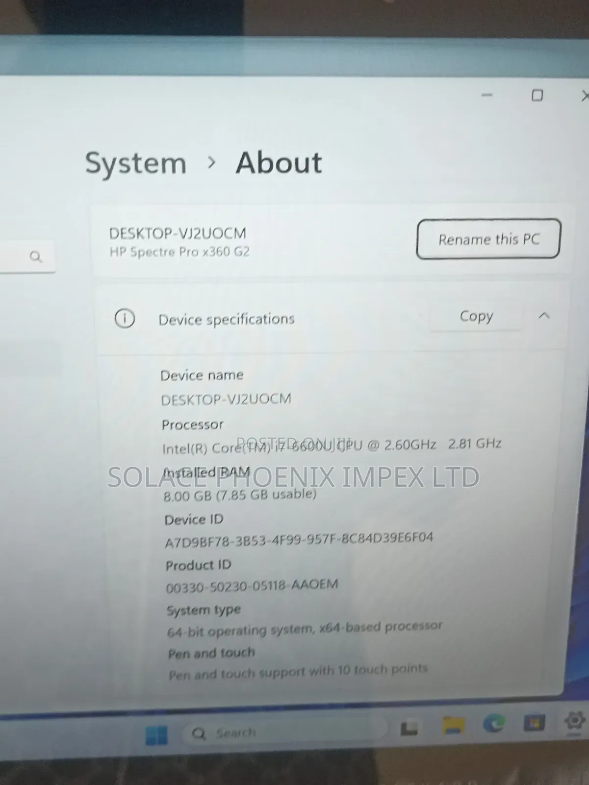 Laptop HP Spectre X360 13 8GB Intel Core i7 SSD 256GB