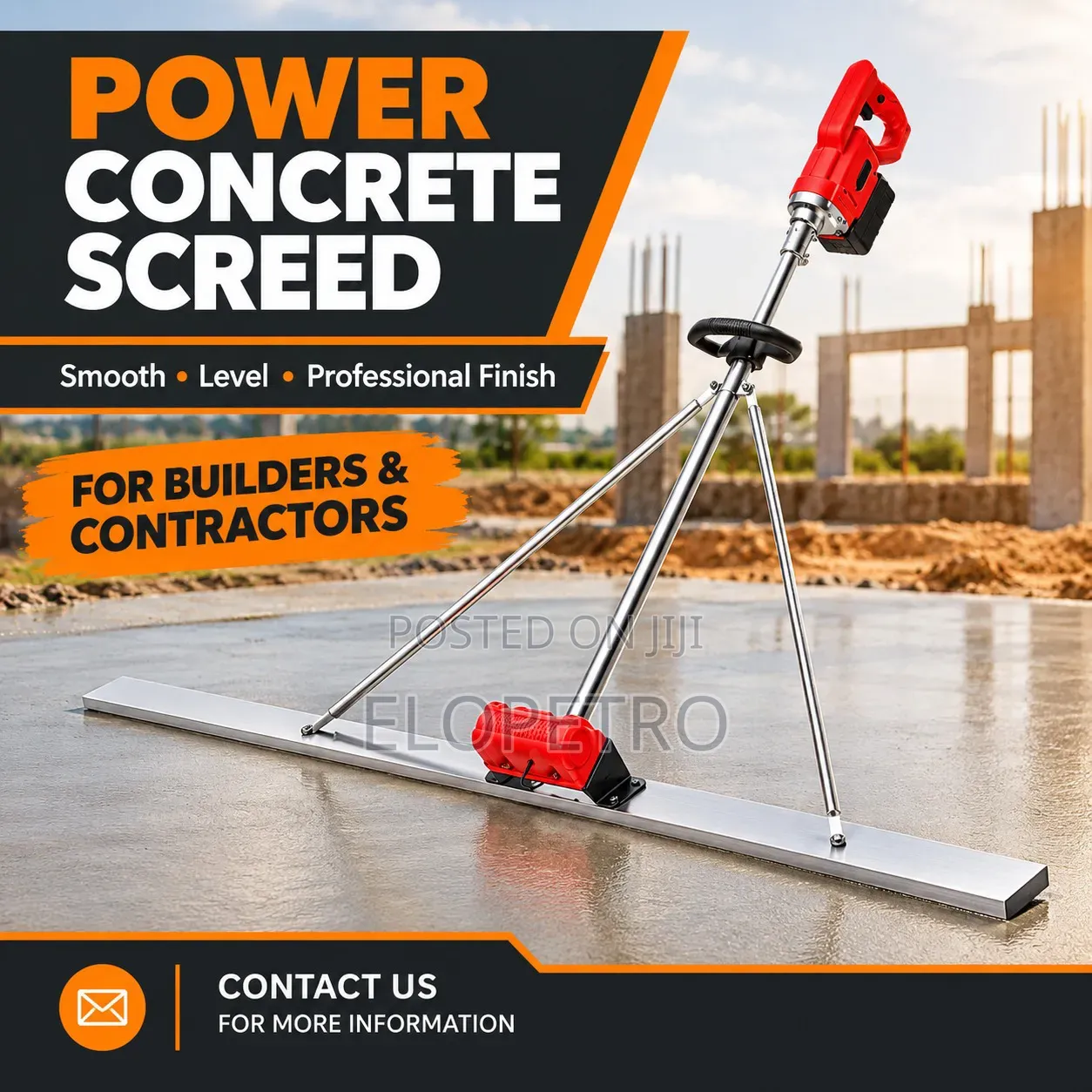 Cordless Tamper Ruler for Level Concrete Surface Screed With Plate