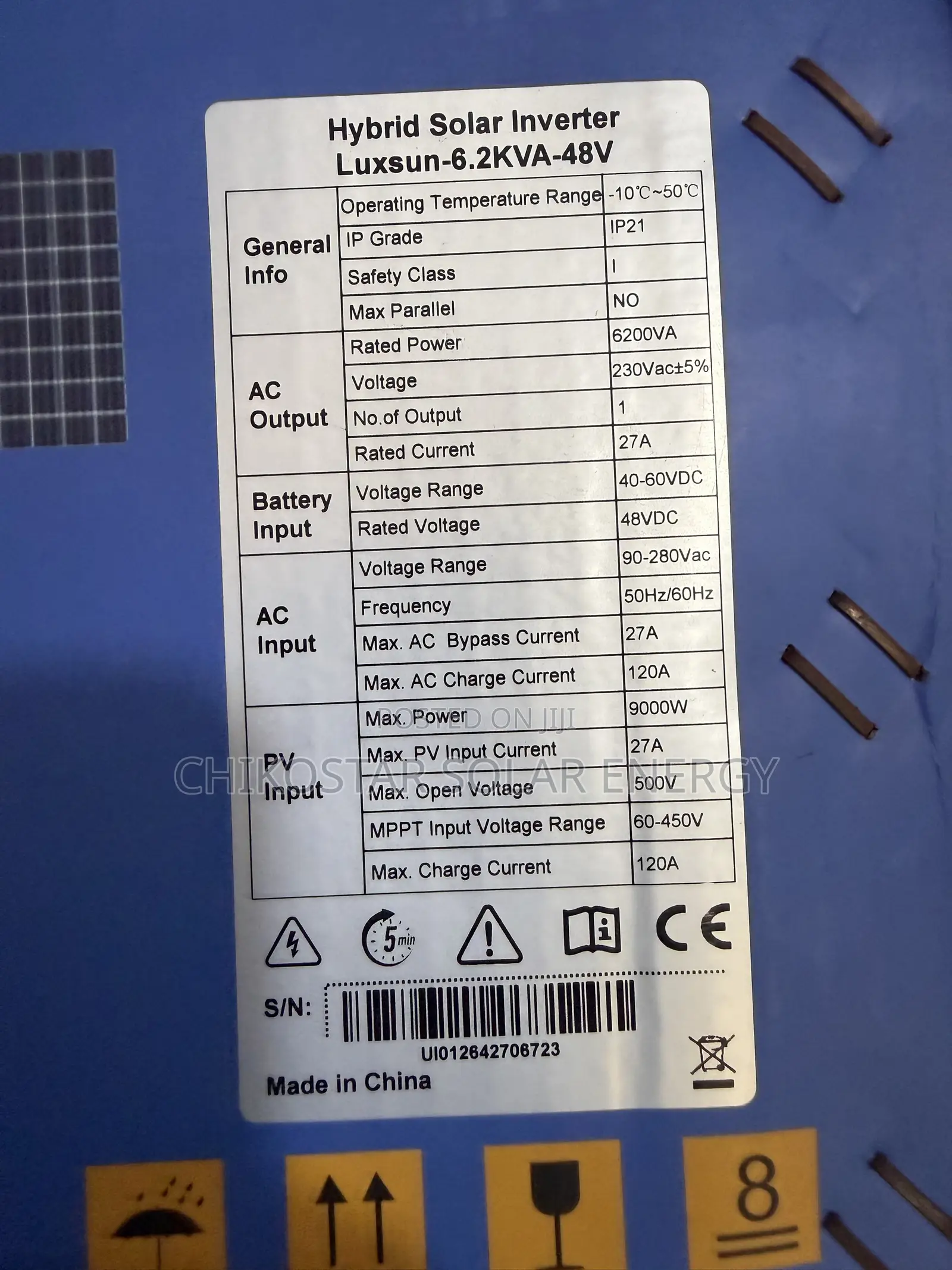 Luxsun 6.2kva 48v Hybrid Solar Inverter – 120a MPPT